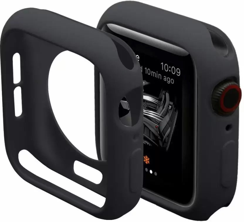 Soft Silicon Cover for Apple Watch, Series 4,5,6,7,8 40mm, 41mm, 44mm, 45mm Soft TPU Ultra-Slim Case Cover (Black, Grip Case)