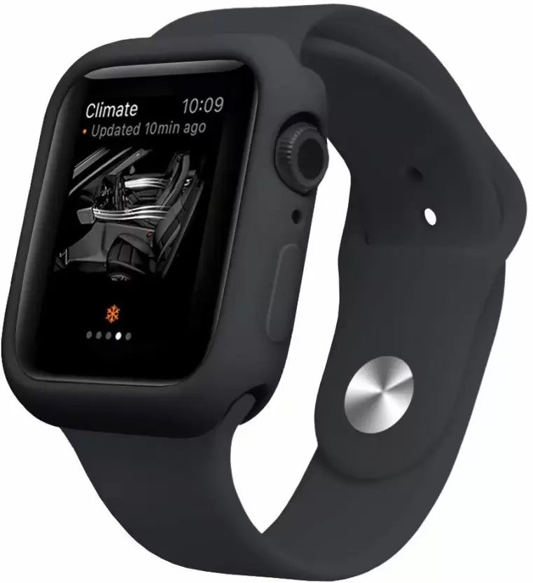 Soft Silicon Cover for Apple Watch, Series 4,5,6,7,8 40mm, 41mm, 44mm, 45mm Soft TPU Ultra-Slim Case Cover (Black, Grip Case)
