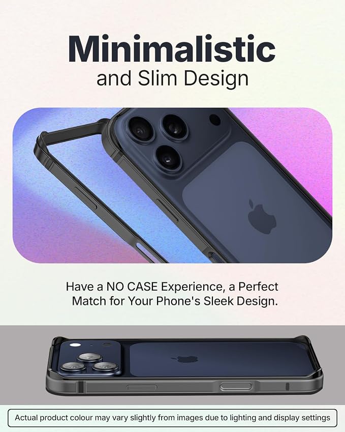 Metallic Bumper Case For iPhone 17 Pro Max / 18 Pro Max (Black) (Code:5043)