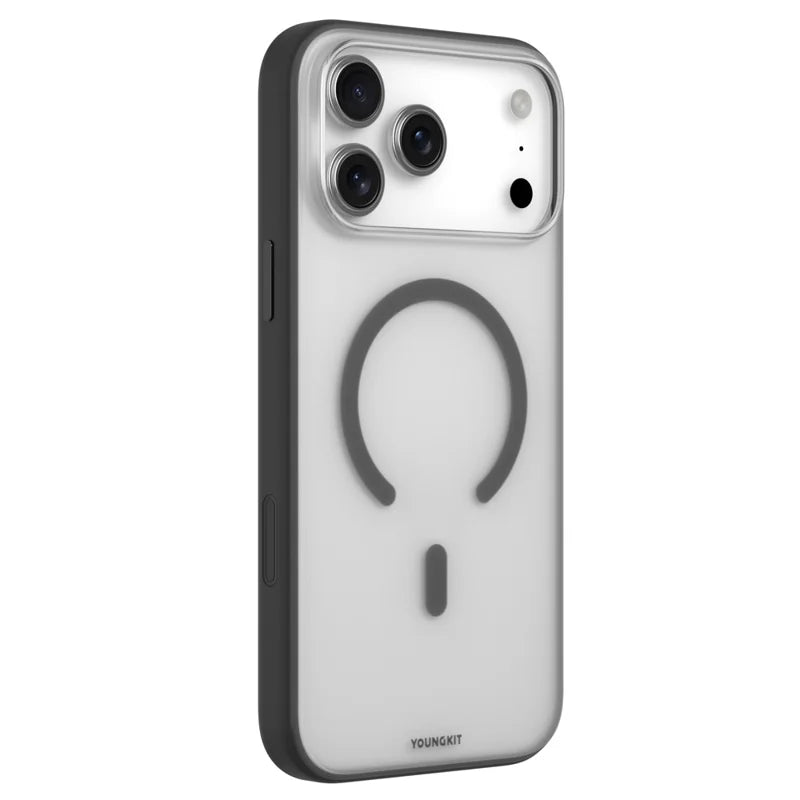YOUNGKIT Clear Series Frosted Magsafe  Shockproof TPU PC Phone Back Cover for iPhone 17 Pro  - Dark Grey