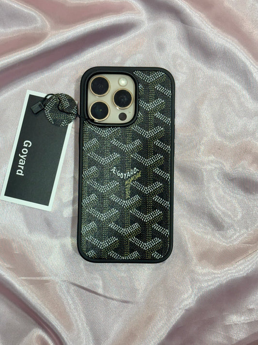 Branded PU Leather Case for iPhone 16 Pro (Black)