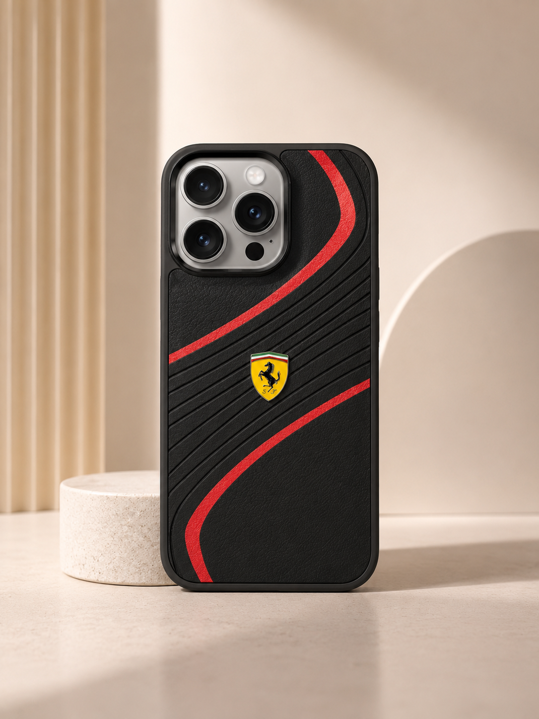 Car Logo Leather Case for iPhone 15 pro (Black)