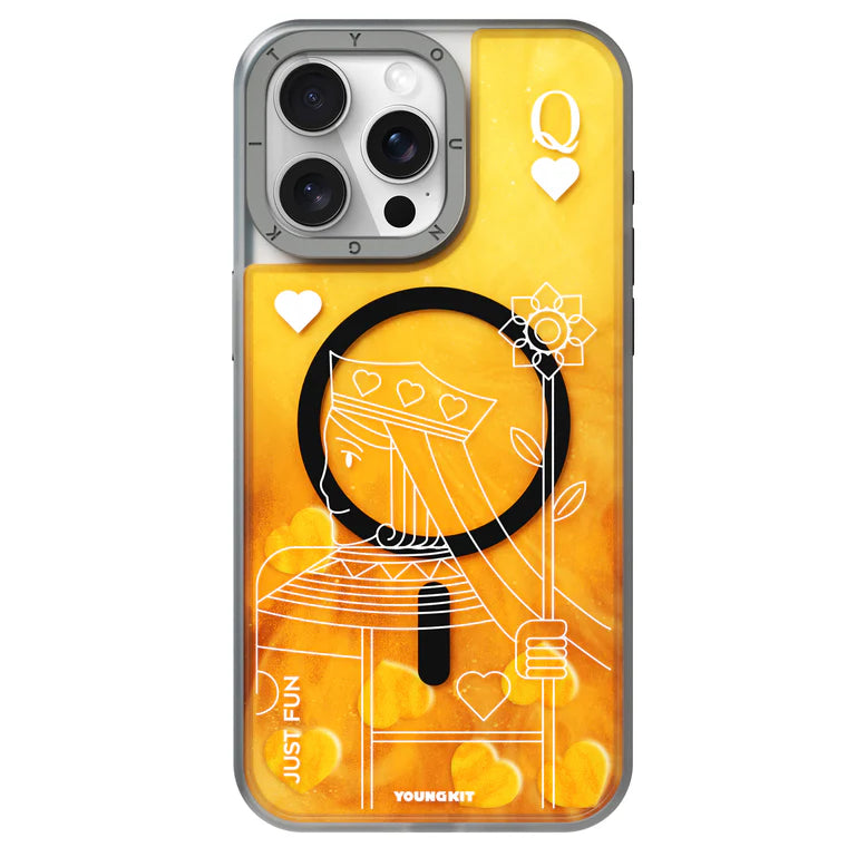 Playing Cards Luminous Radium Sand Case for iPhone 15 Pro (Yellow)