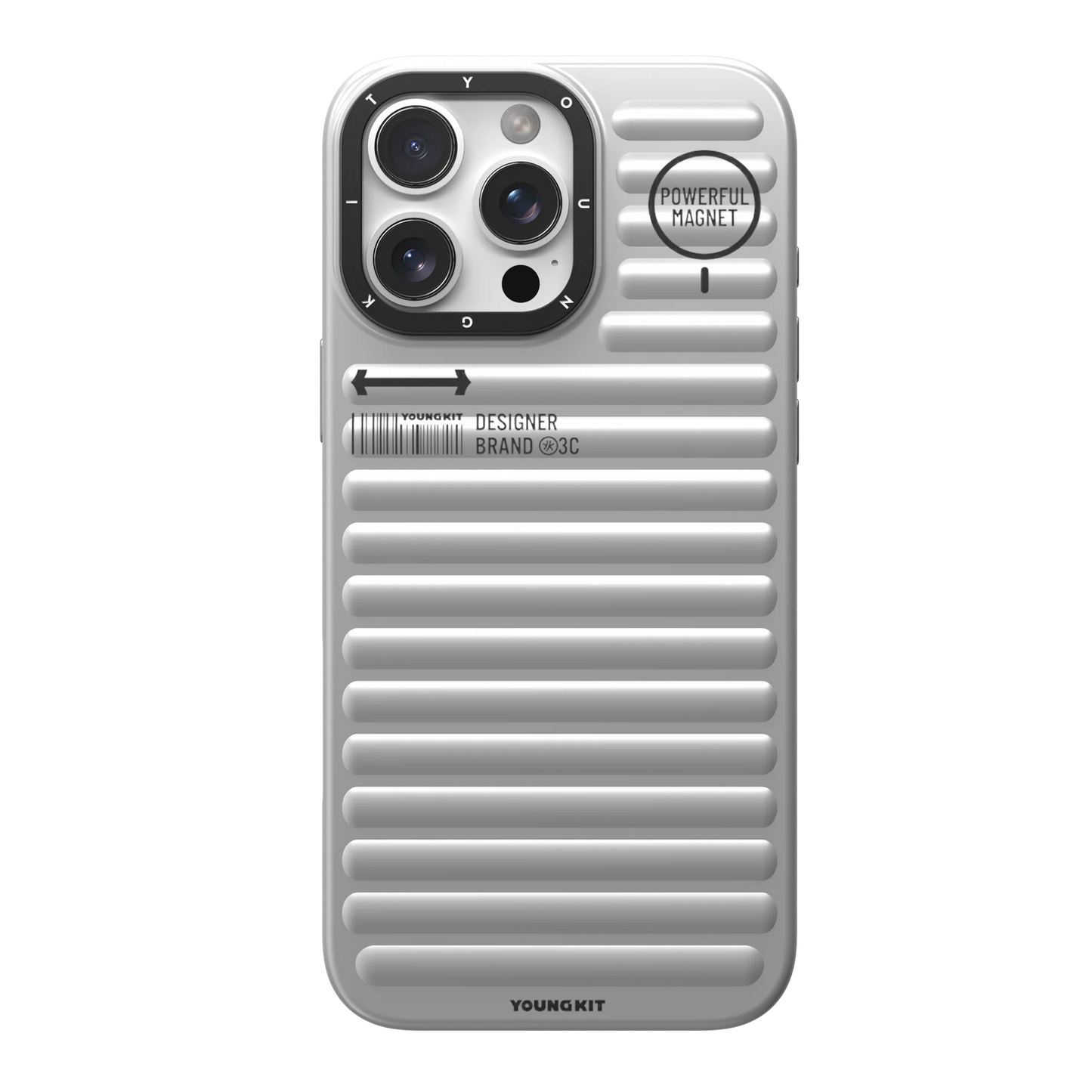 YOUNGKIT Luggage Series True Colour Case for iPhone 16 Pro Max (Silver)