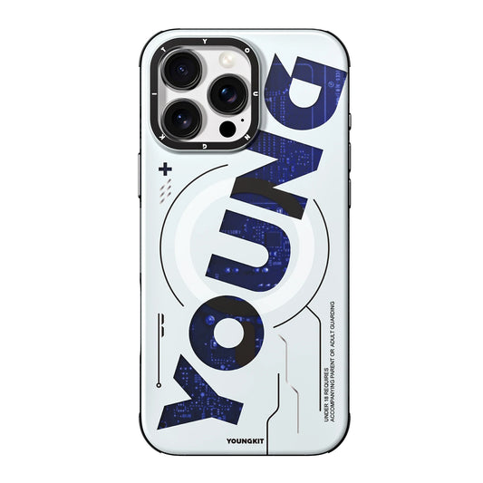 YOUNGKIT New Circuit Magsafe Futuristic & Digital Series Case for iPhone 16 Pro (White)