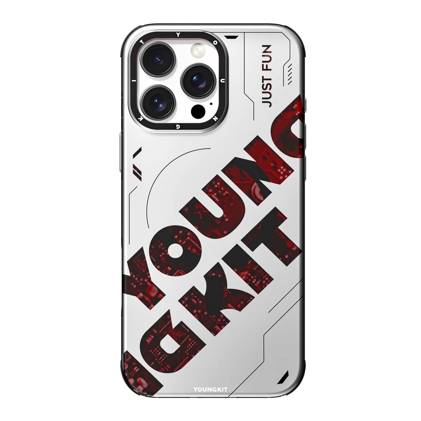 YOUNGKIT New Circuit Magsafe Futuristic & Digital Series Case for iPhone 16 Pro Max (Silver)