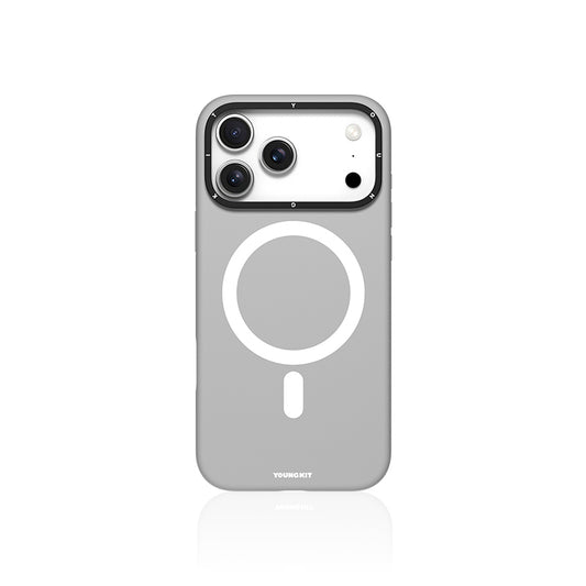 iPhone 17 Pro Max Case | YOUNGKIT Gel Creme Liquid Silicon Camera Stand Series (GREY)