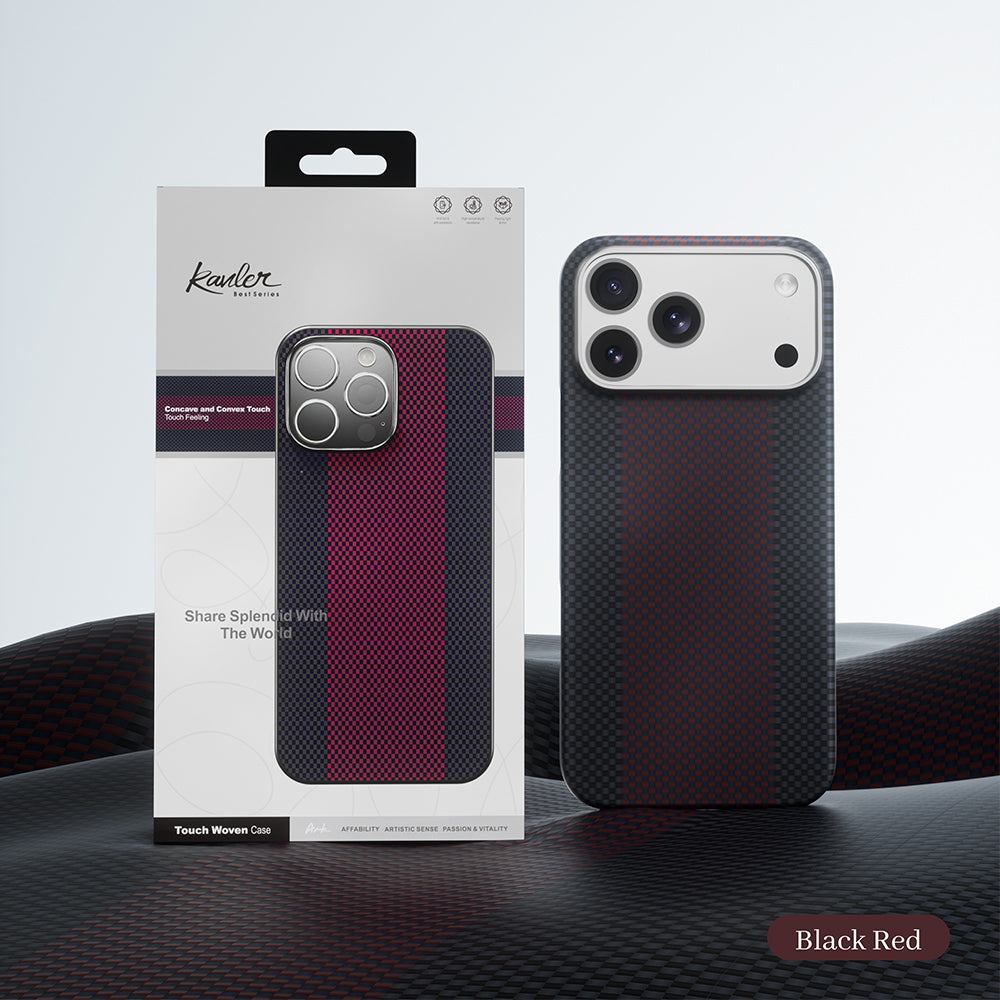 Genuine Kevlar Carbon Fibre Ultra Slim Case for iPhone 17 Pro Max (Black & Red)