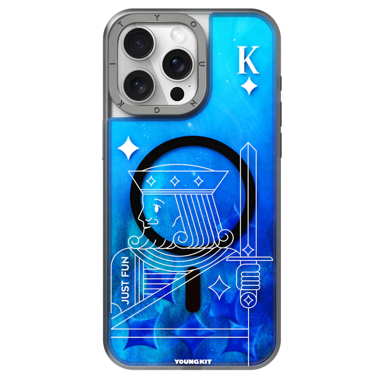 Playing Cards Luminous Radium Sand Case for iPhone 15 Pro Max (Blue)