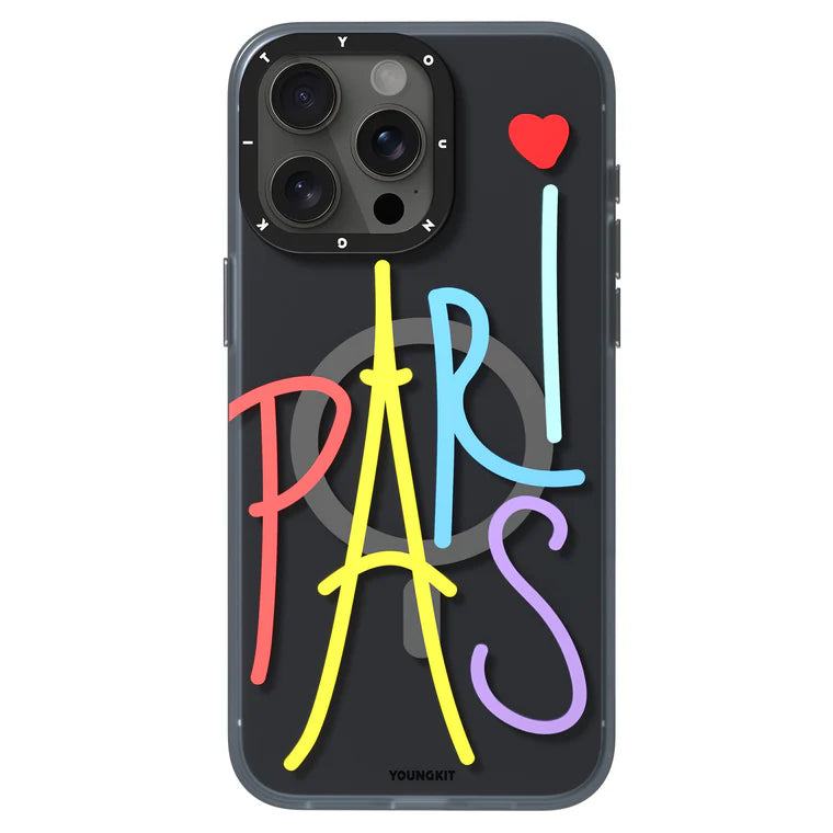 YOUNGKIT Paris Edition Love of Paris Case for iPhone 15 Pro Max (Black)