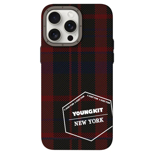 YOUNGKIT City Series NEW YORK 1500D Kevlar Carbon Fibre Magsafe Retro Case for iPhone 15 Pro