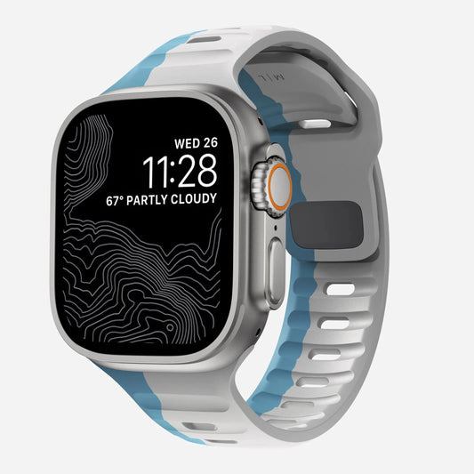 DUAL COLOR SEABLUE GREY SPORTS SILICONE BANDS FOR APPLE WATCH 42/44/45/49 mm