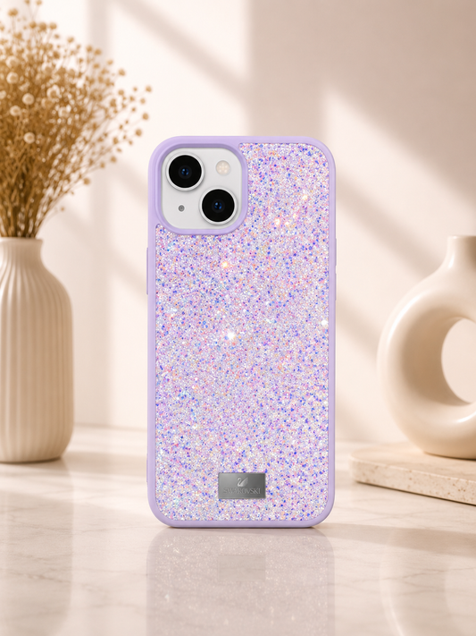 Swarovski Glitter Rhinestone Designer Case For iPhone 15 Plus(L.Purple)
