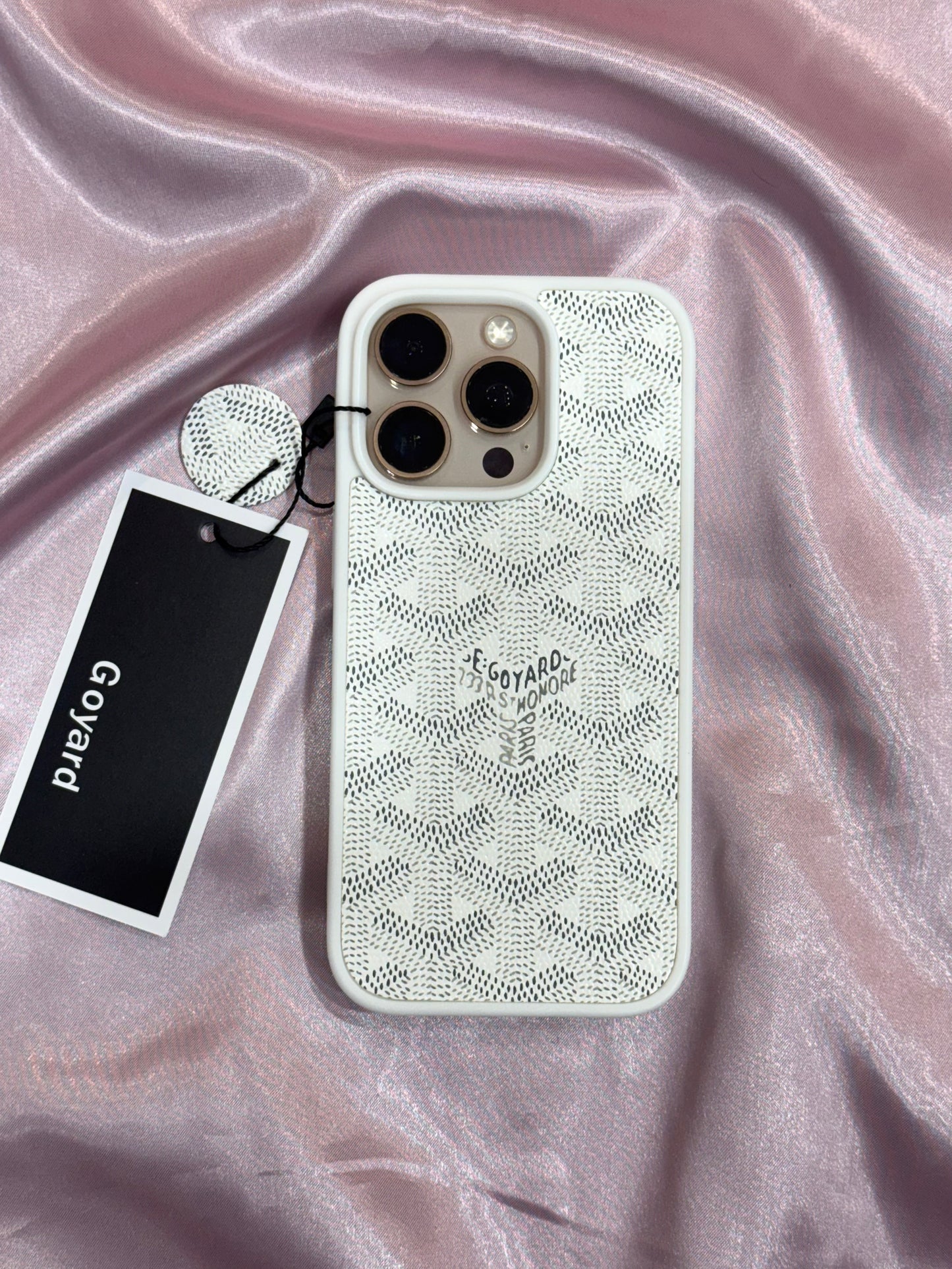 Branded PU Leather Case for iPhone 16 Pro Max (White)