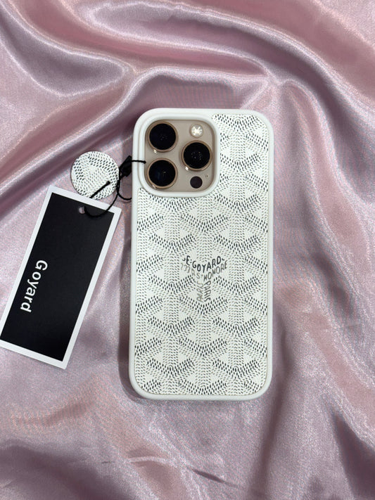 Branded PU Leather Case for iPhone 16 Pro (White)