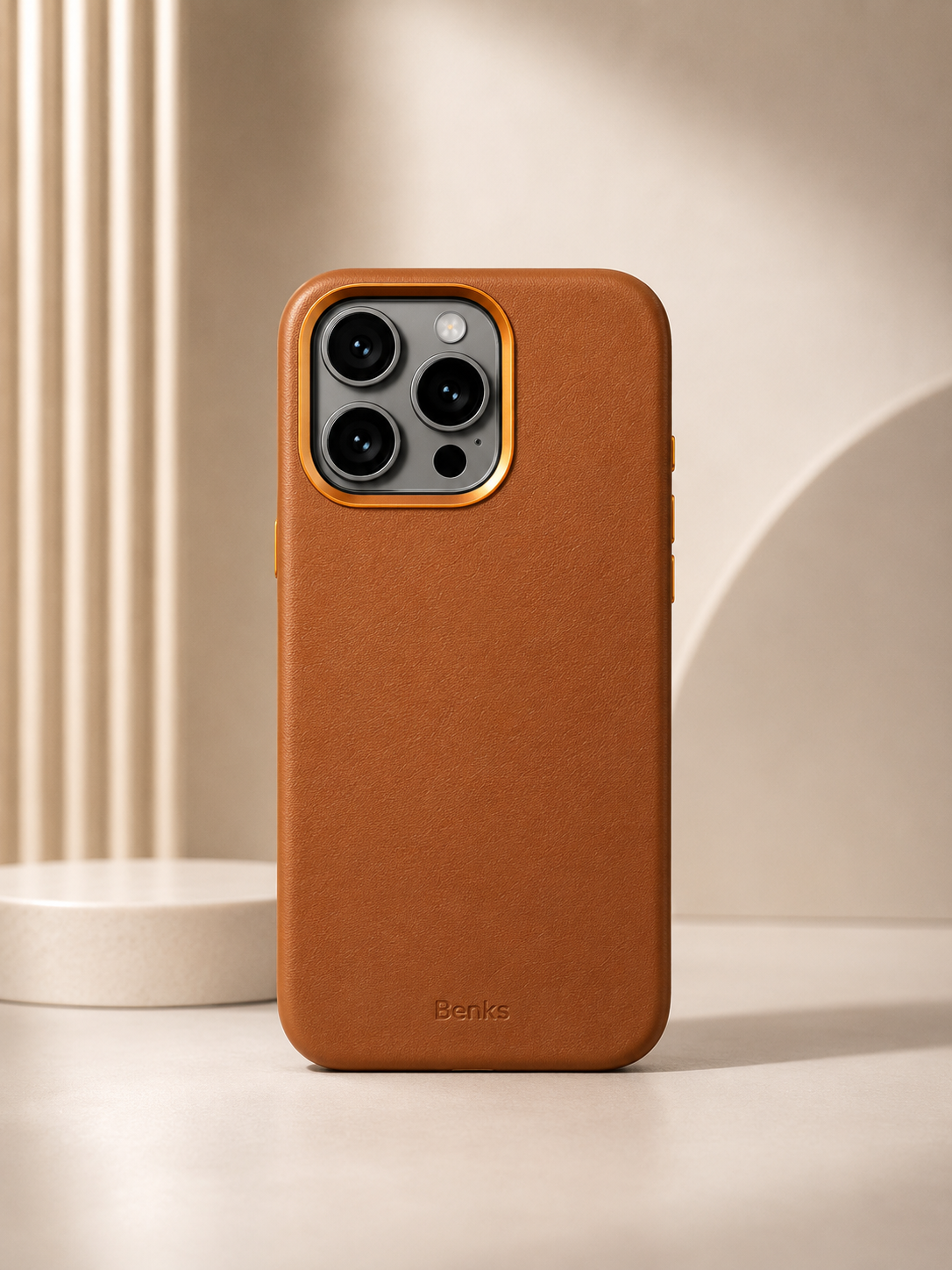 Benks Vintage Series Leather Case For iPhone 15 Pro (Tan Brown)
