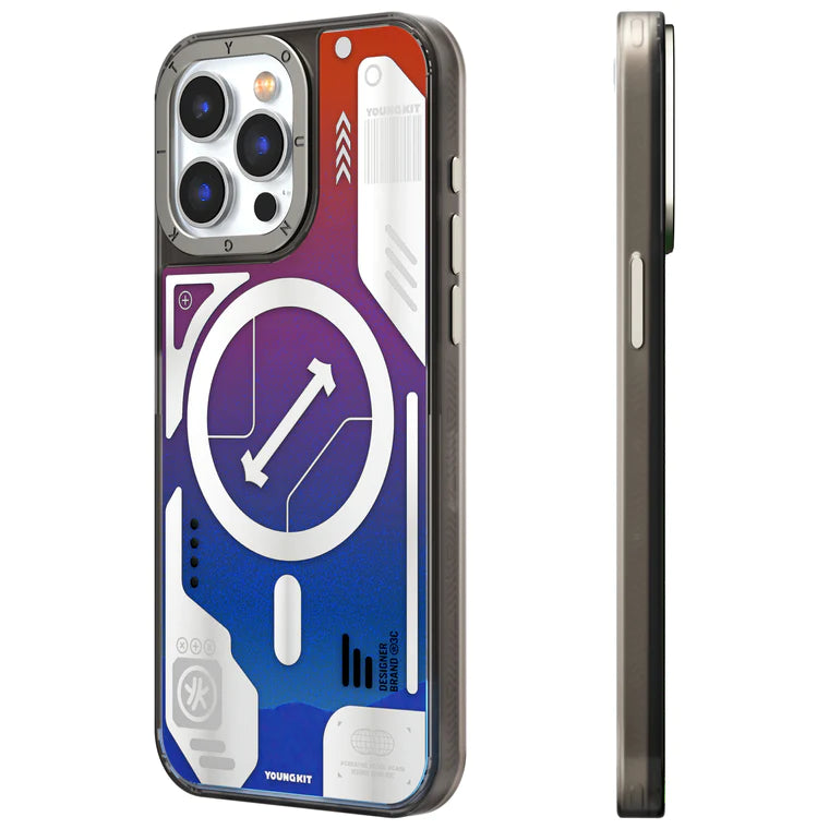YOUNGKIT Galactic Luminous Quicksand Night Glow Case for iPhone 15 Pro Max (Blue)