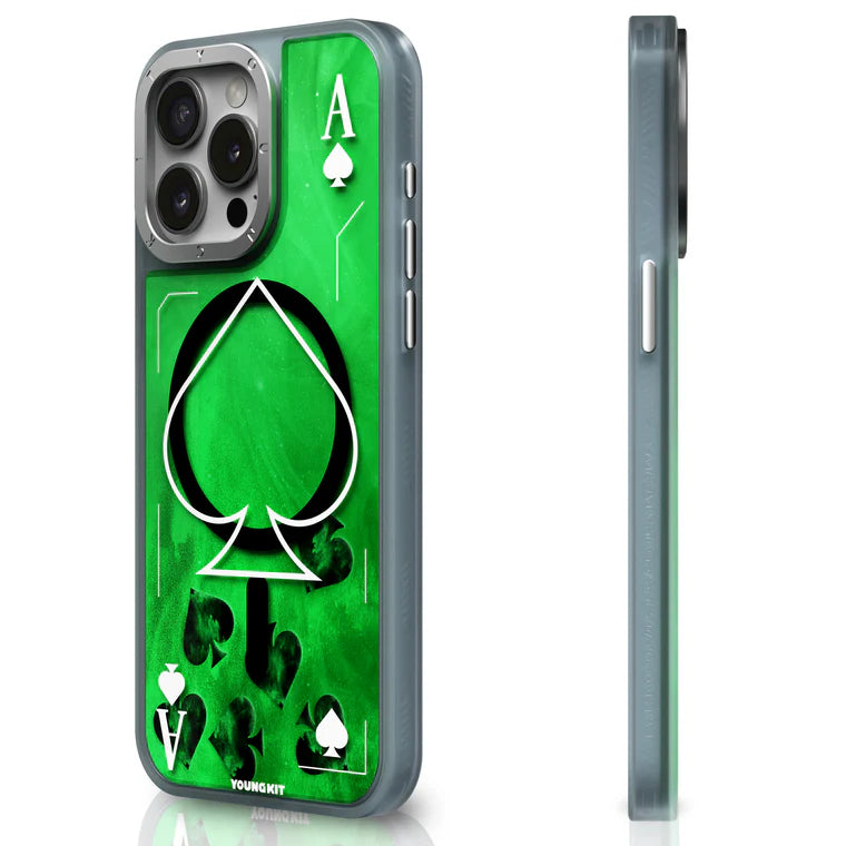 Playing Cards Luminous Radium Sand Case for iPhone 15 Pro Max (Green)