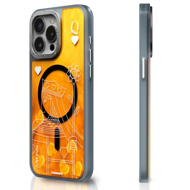 Playing Cards Luminous Radium Sand Case for iPhone 15 Pro (Yellow)