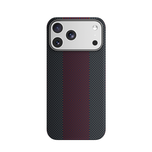 Genuine Kevlar Carbon Fibre Ultra Slim Case for iPhone 17 Pro Max (Black & Red)