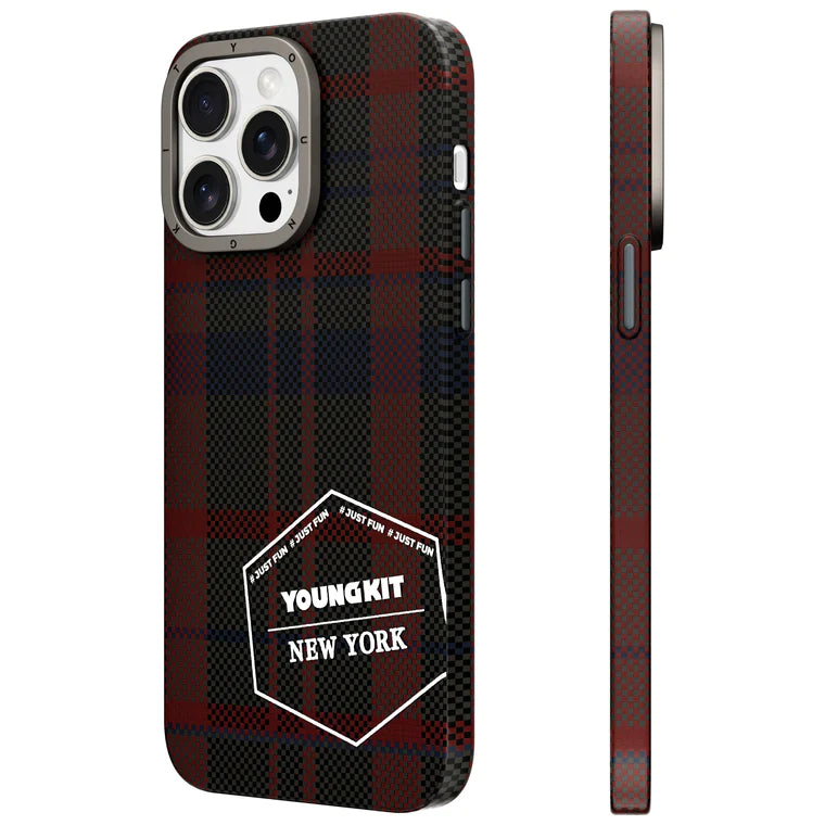 YOUNGKIT City Series NEW YORK 1500D Kevlar Carbon Fibre Magsafe Retro Case for iPhone 15 Pro