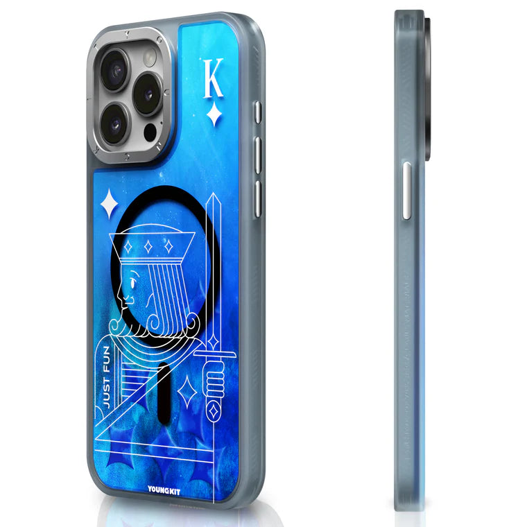 Playing Cards Luminous Radium Sand Case for iPhone 15 Pro Max (Blue)