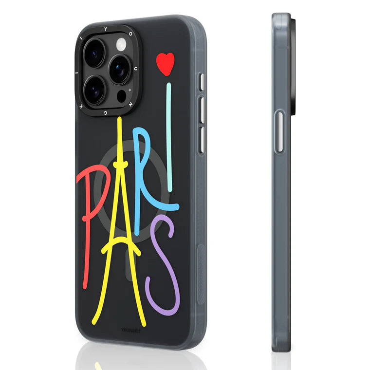 YOUNGKIT Paris Edition Love of Paris Case for iPhone 15 Pro Max (Black)