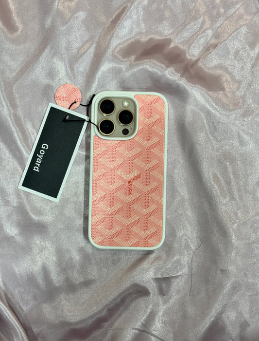 Branded PU Leather Case for iPhone 16 Pro (Pink)
