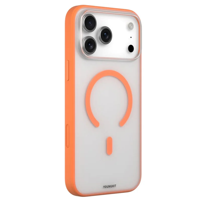 YOUNGKIT Clear Series Frosted Magsafe  Shockproof TPU PC Phone Back Cover for iPhone 17 Pro  - Orange