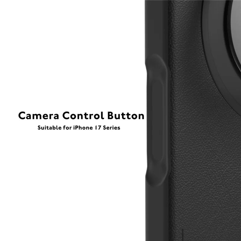 YOUNGKIT  Rotating Magsafe Stand  Shockproof TPU + PU Leather Phone Back Cover for iPhone 17 Pro - BLACK