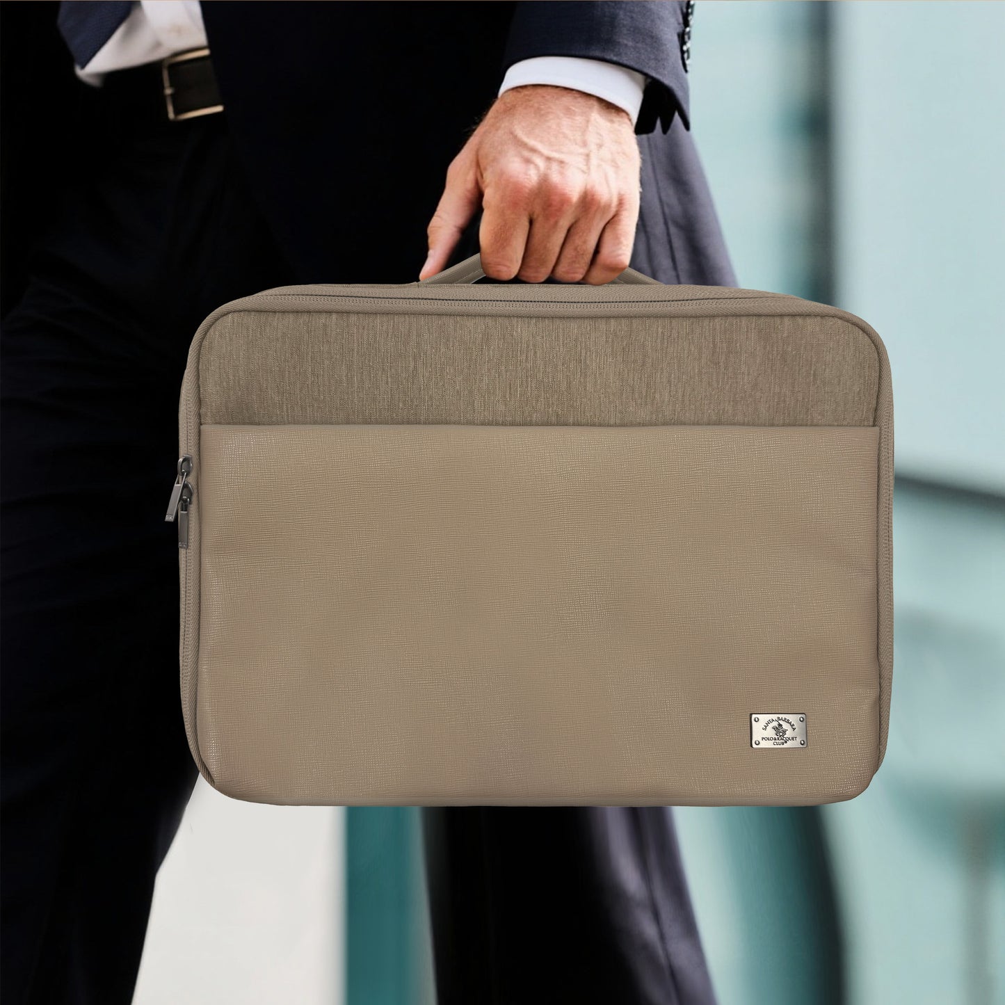 Santa Barbara Polo Matte PU Leather Macbook Bag For Macbook 13 Inch, 14 Inch (iPad 12.9, 13inch)  (Desert)