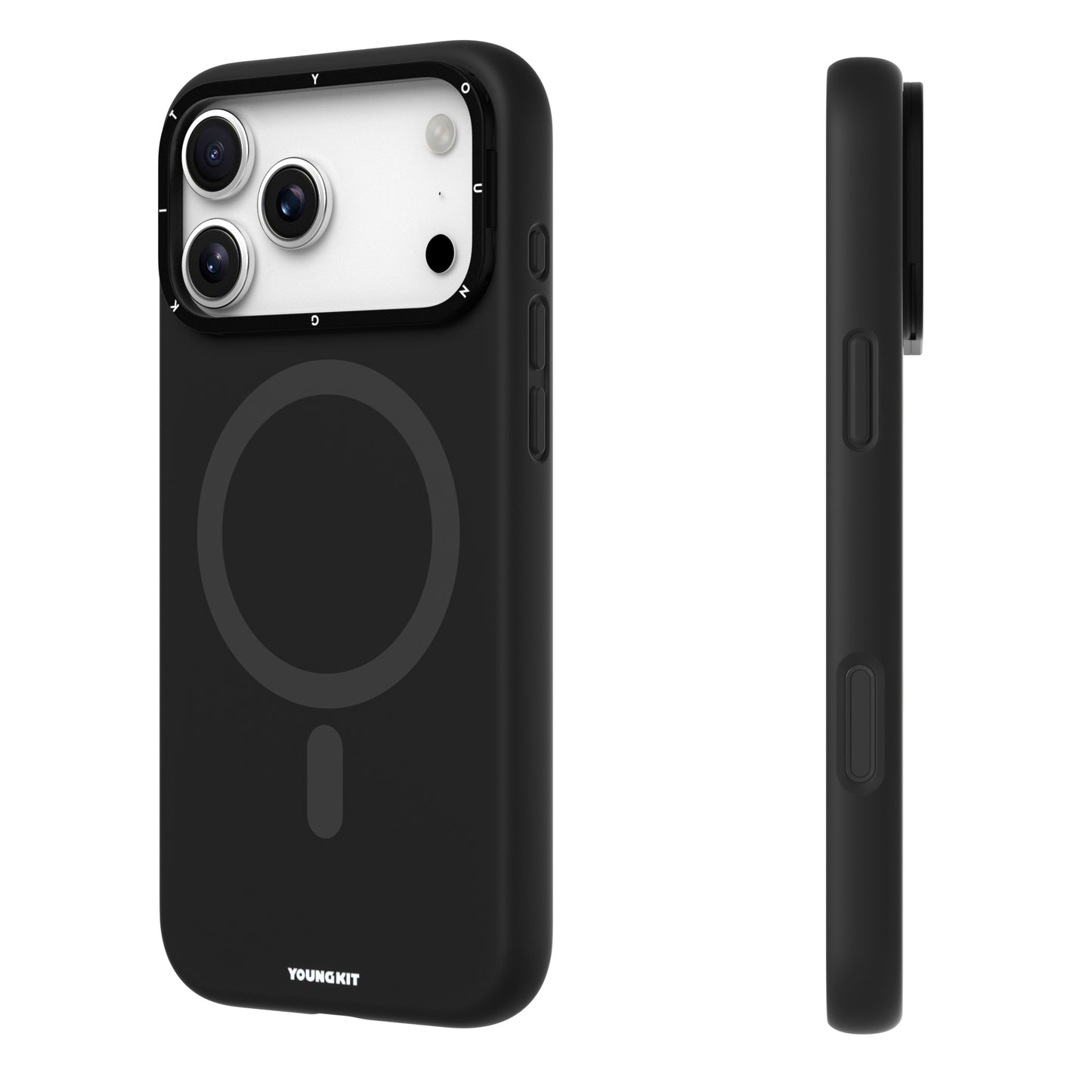 iPhone 17 Pro Max Case | YOUNGKIT Gel Creme Liquid Silicon Camera Stand Series (BLACK)