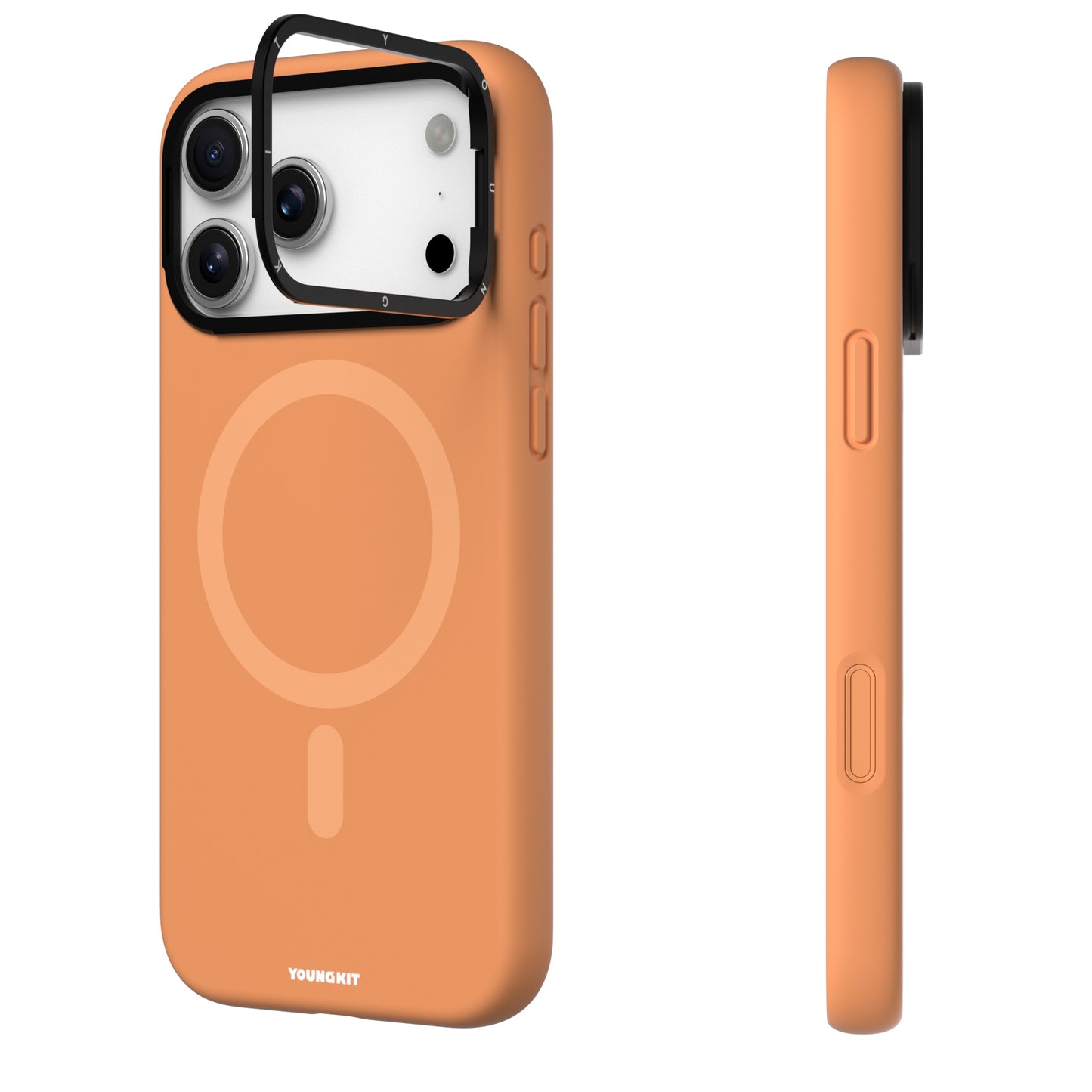 iPhone 17 Pro Max Case | YOUNGKIT Gel Creme Liquid Silicon Camera Stand Series (ORANGE)