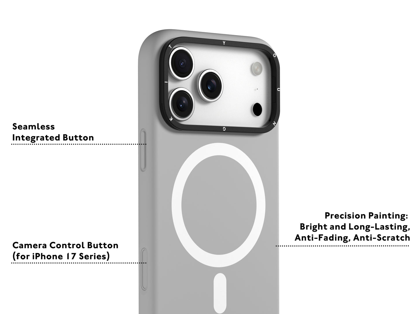 iPhone 17 Pro Max Case | YOUNGKIT Gel Creme Liquid Silicon Camera Stand Series (GREY)