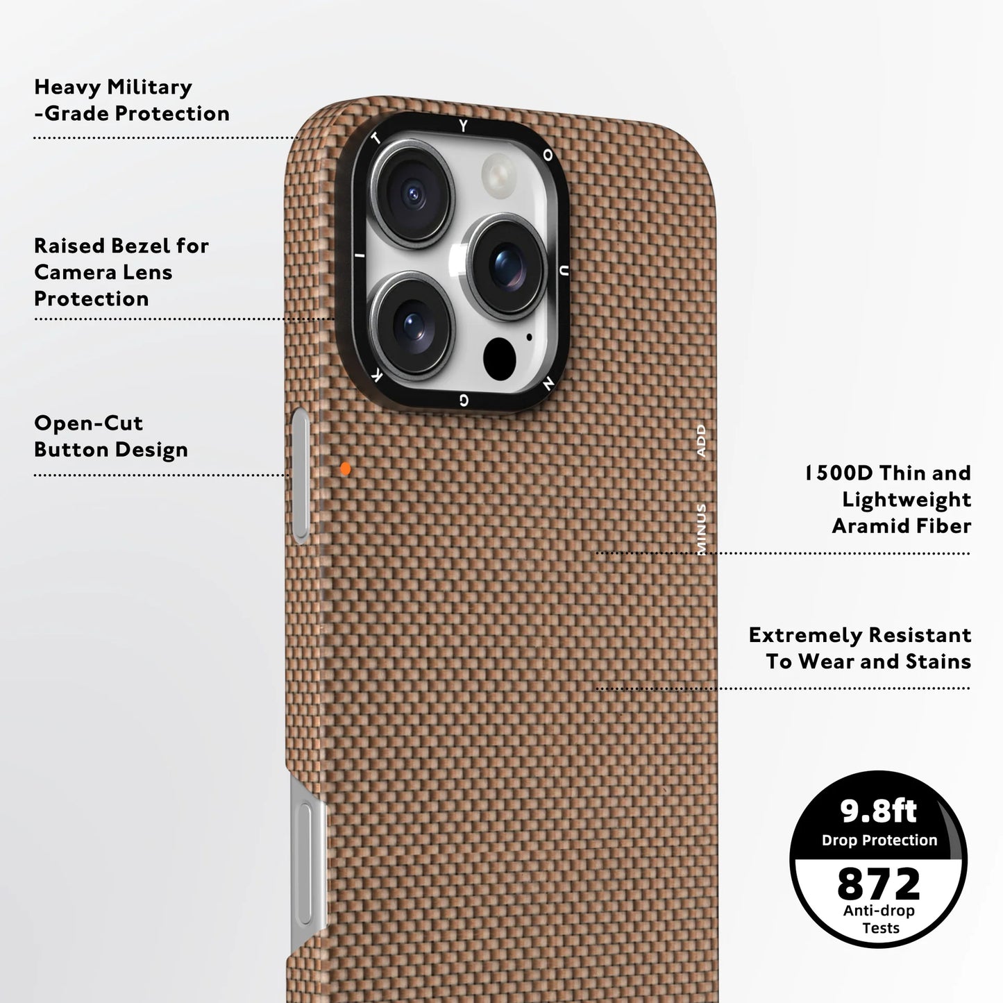 YOUNGKIT Kevlar 1500D Carbon Fibre Extreme Wing Case for iPhone 16 Pro Max (Desert Titanium)
