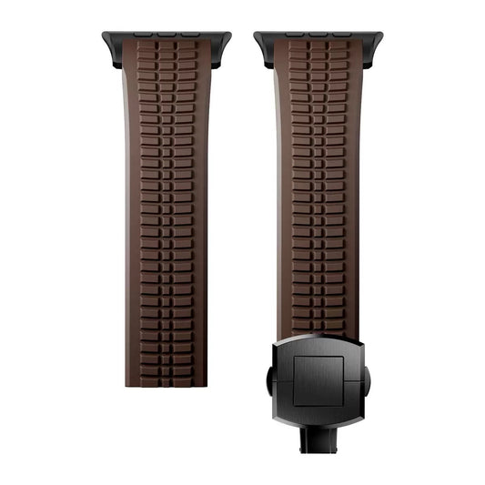 Quickfit Easy to Go Silicon Band with Black Buckle & Connectors for Apple iWatch 44/45/46 & 49mm (Brown)