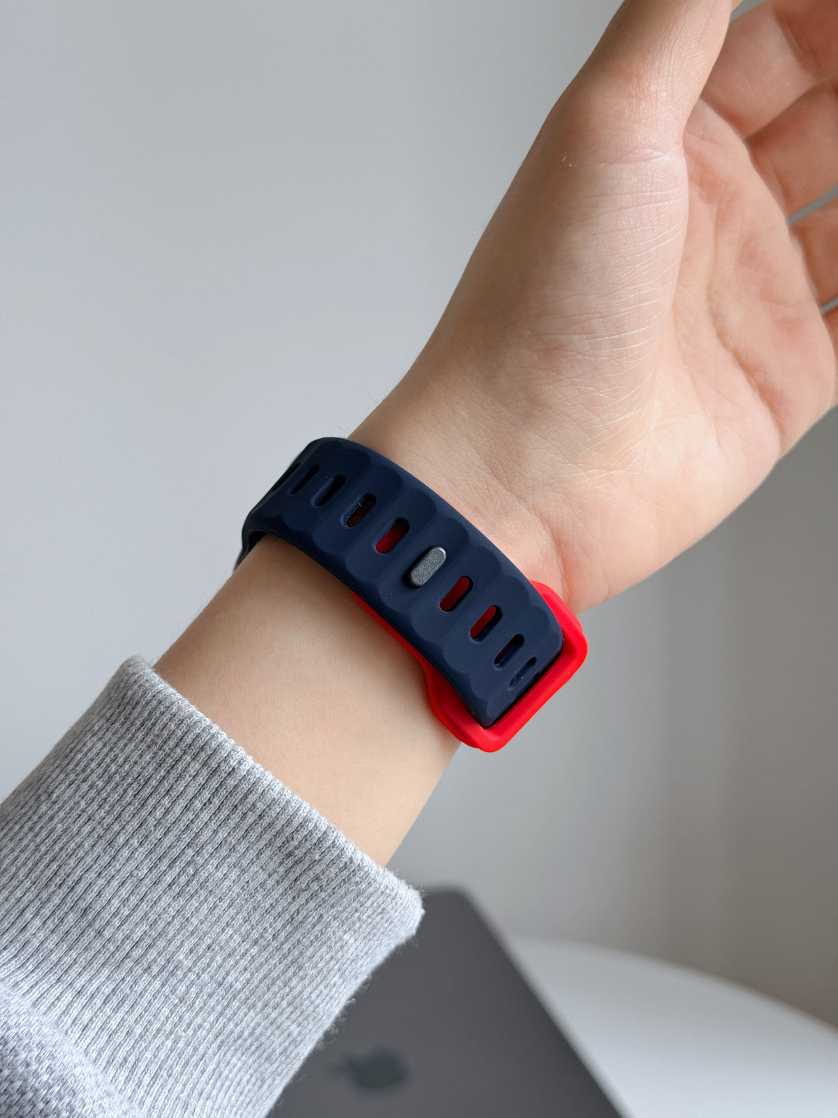 New Style Dual Colour Silicon Watch Band 38/40/41/42 mm (Navy Blue/ Red)
