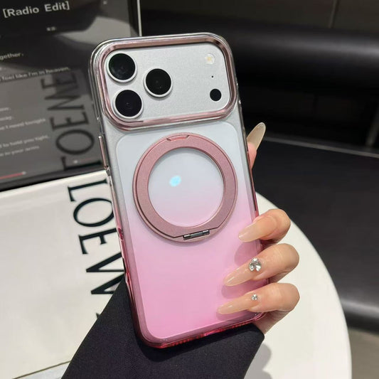 Transparent MagSafe Stand Double Colour Case For iPhone17 Pro(Pink)