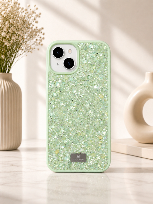 Swarovski Glitter Rhinestone Designer Case For iPhone 15 (L.Green)