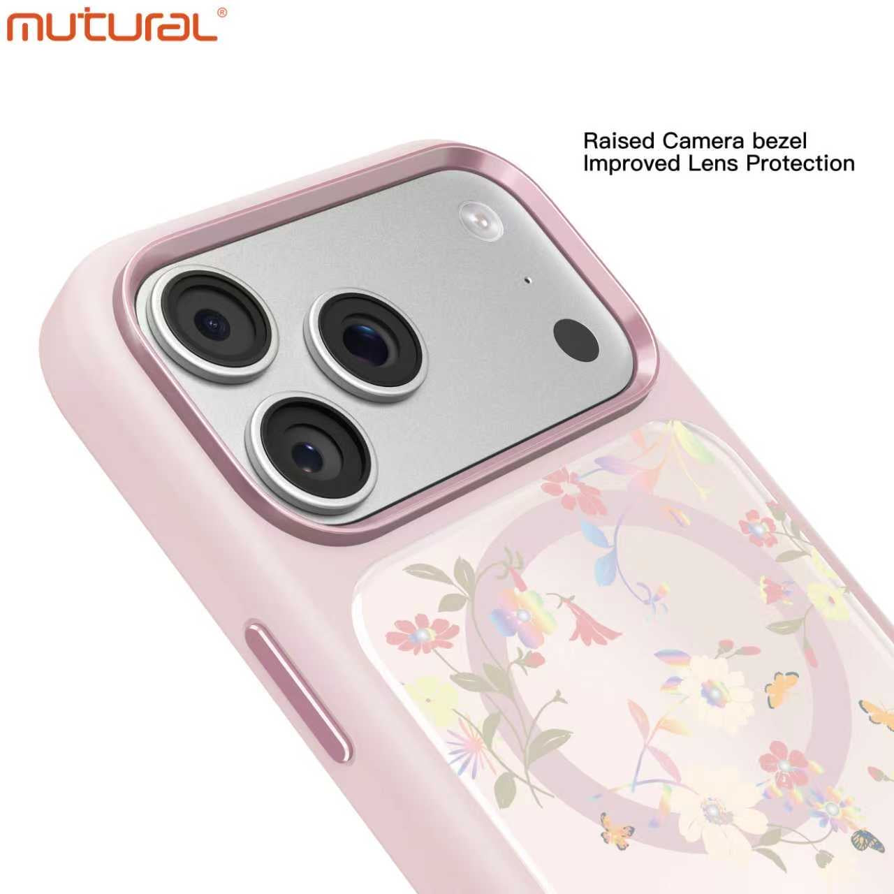 Silicon Protective Magsafe Floral Design Case for iPhone 17 Pro Max (Pink)