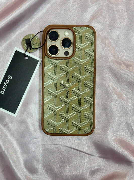 Branded PU Leather Case for iPhone 16 Pro (Olive GREEN)
