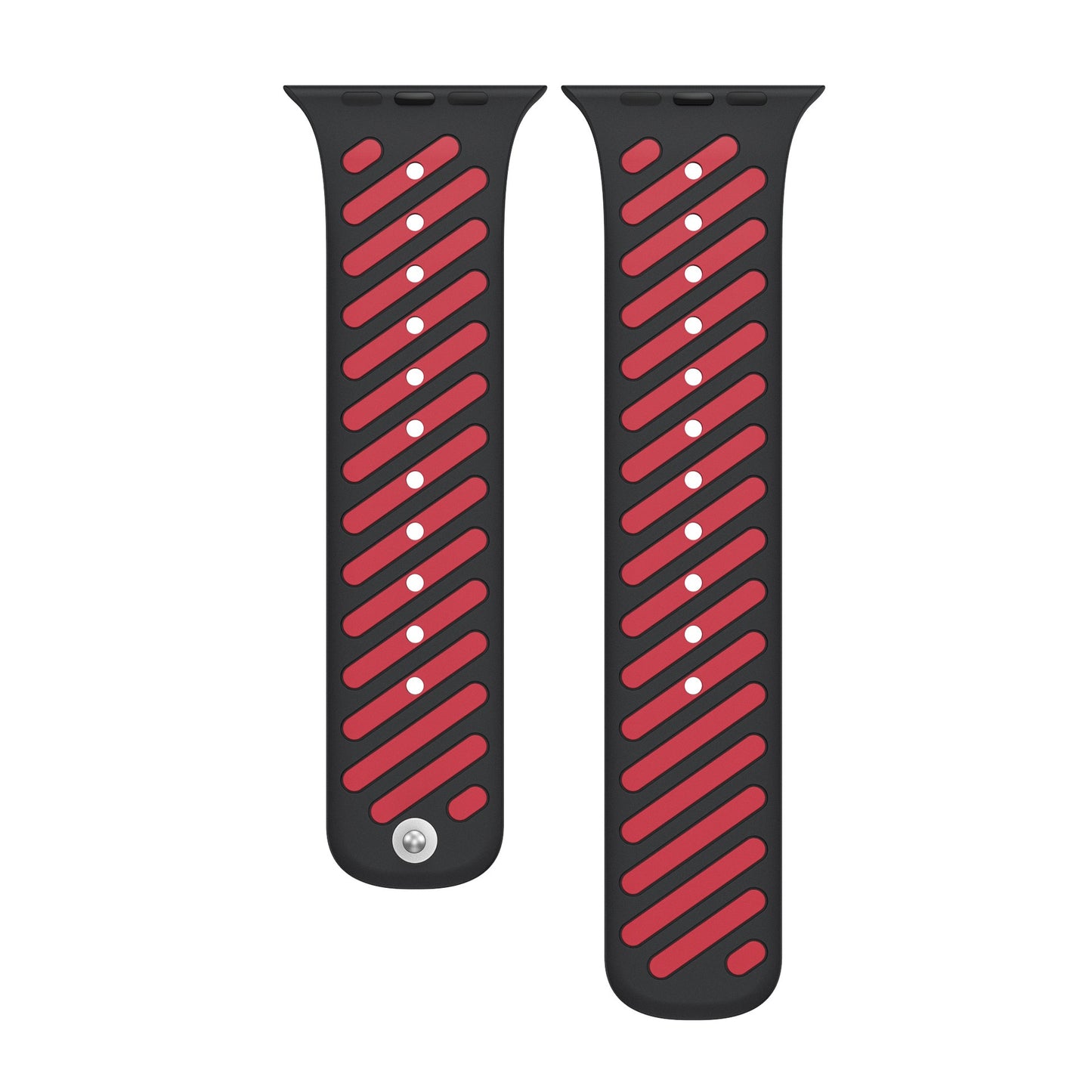 Double Colour Striped Magnetic Silicon Watch Band 44/45/46mm & 49mm (Red/Black)