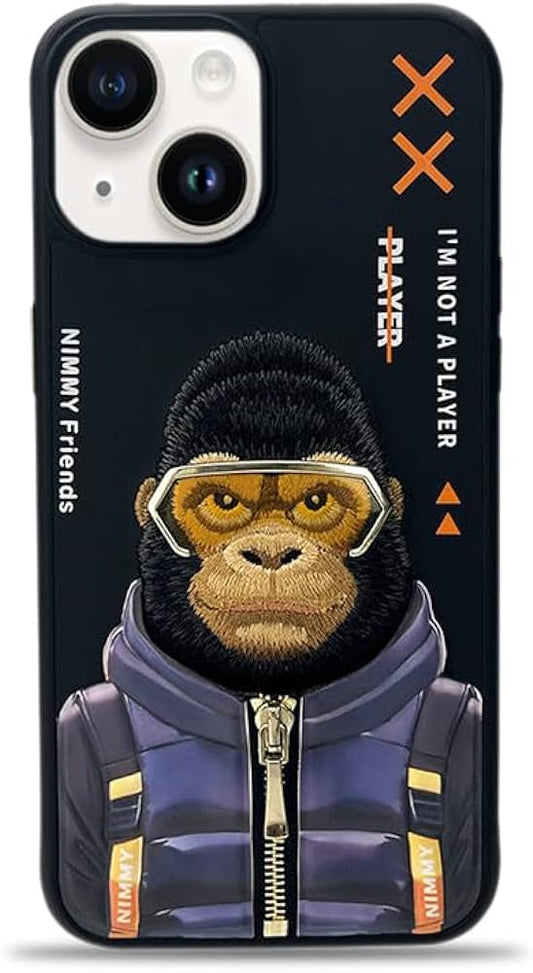 Nimmy Cute Animal Jacket Series Gorilla Case for iPhone 15 (Black)