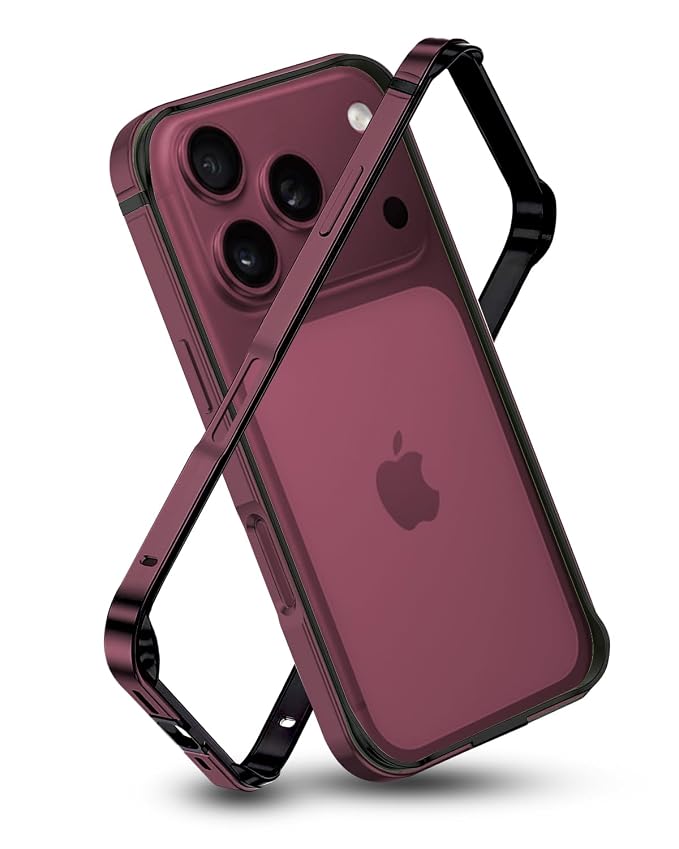 Metallic Bumper Case For iPhone 17 Pro Max / 18 Pro Max (Burgundy) (Code:5044)