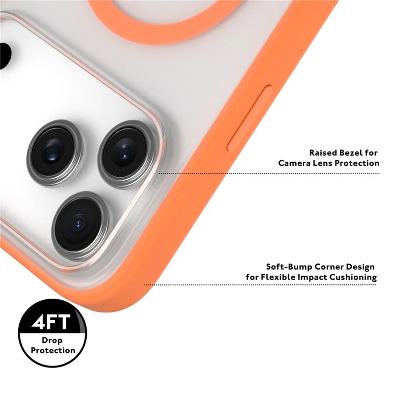 YOUNGKIT Clear Series Frosted Magsafe  Shockproof TPU PC Phone Back Cover for iPhone 17 Pro  - Orange