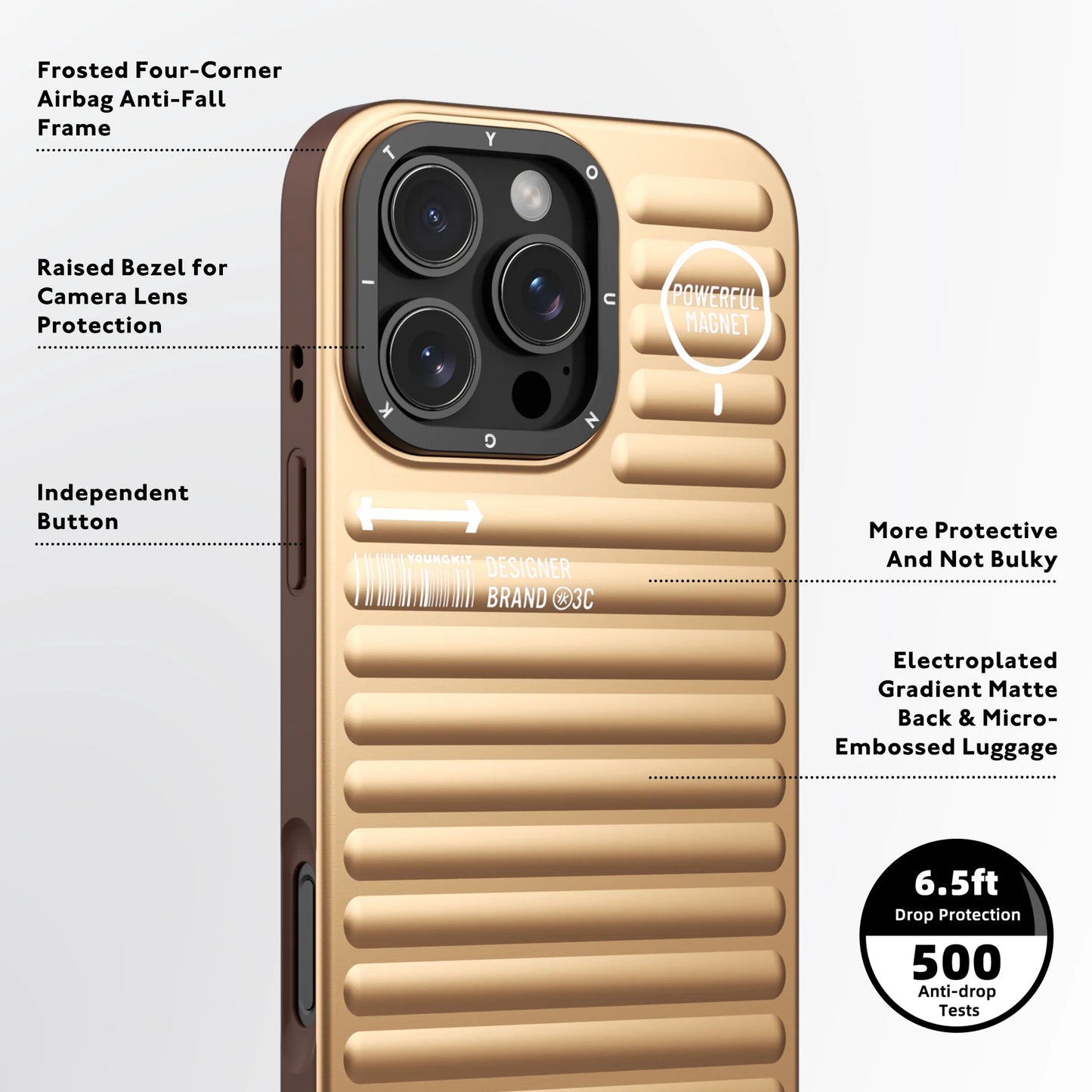 YOUNGKIT Luggage Series True Colour Case for iPhone 16 Pro (Desert Titanium)