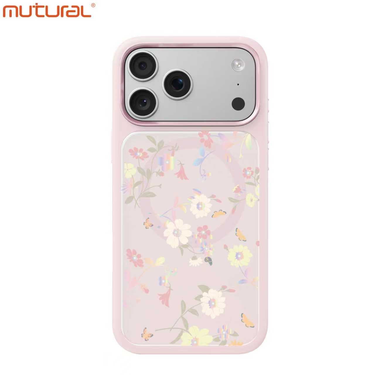 Silicon Protective Magsafe Floral Design Case for iPhone 17 Pro Max (Pink)