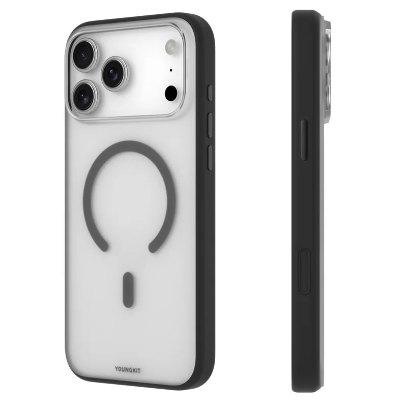 YOUNGKIT Clear Series Frosted Magsafe  Shockproof TPU PC Phone Back Cover for iPhone 17 Pro  - Dark Grey