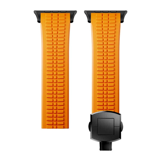 Quickfit Easy to Go Silicon Band with Black Buckle & Connectors for Apple iWatch 44/45/46 & 49mm (Orange)