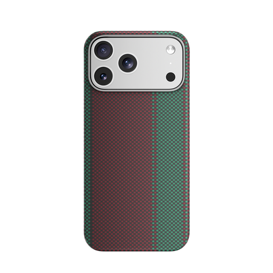 Genuine Kevlar Carbon Fibre Ultra Slim Case for iPhone 17 Pro Max (Red & Green)